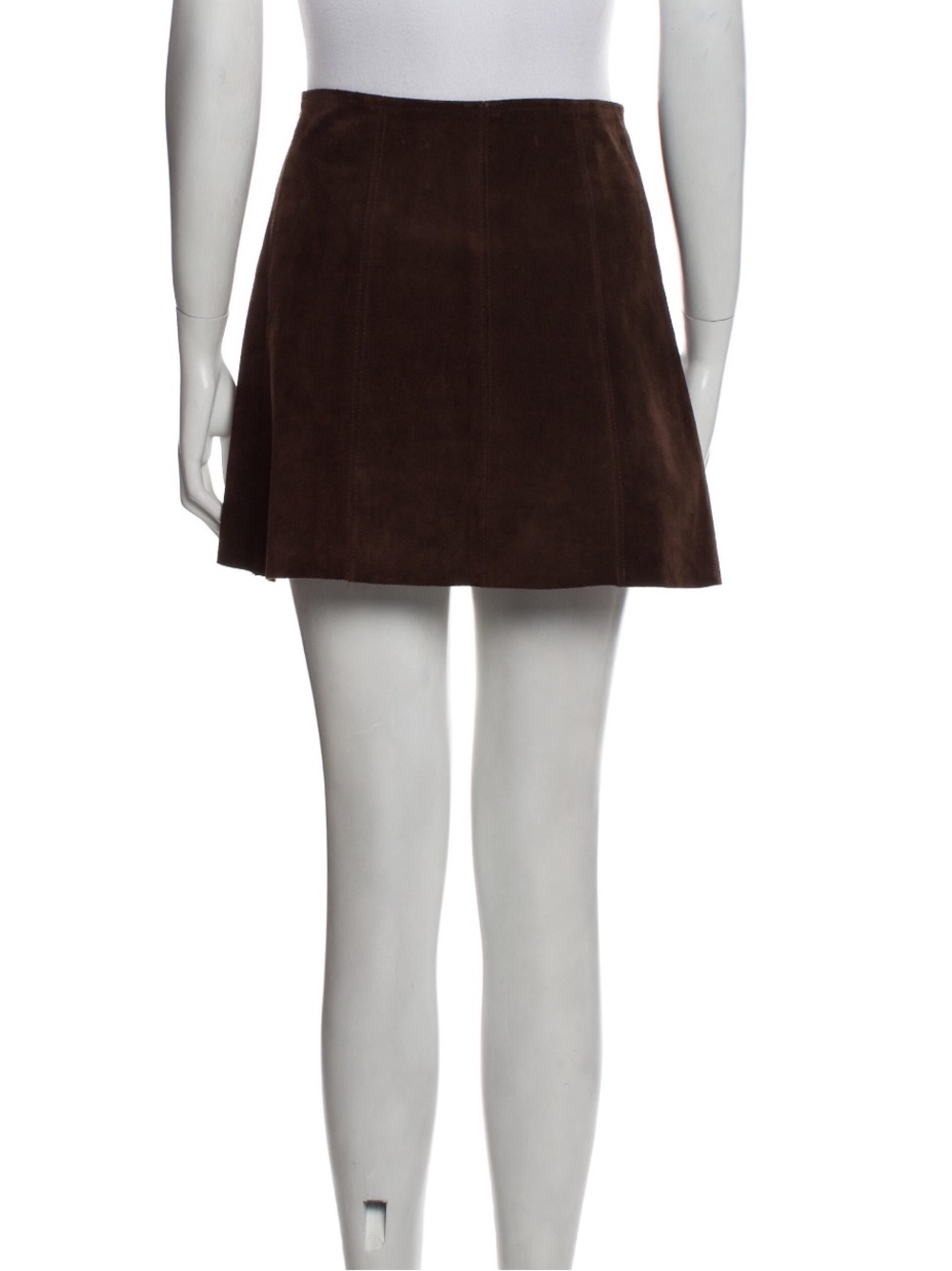 Reformation Dark Brown Suede Button-Front Mini Skirt - Picture 4 of 8